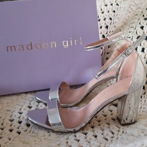 Madden Girl Silver Block Heel Sandals